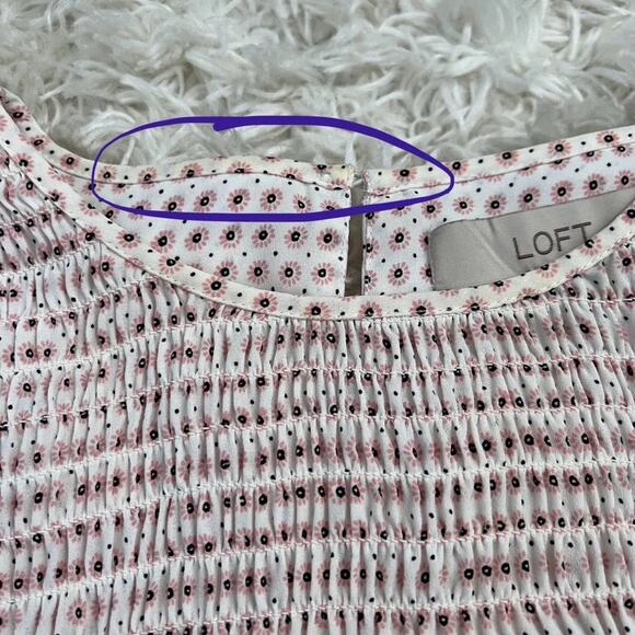 Loft Petites Smocked Floral Patterned Blouse Top Size XSP - Picture 11 of 12